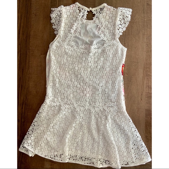 Saylor White Lace Dress W/ Colorful Flowers Small - Picture 4 of 10